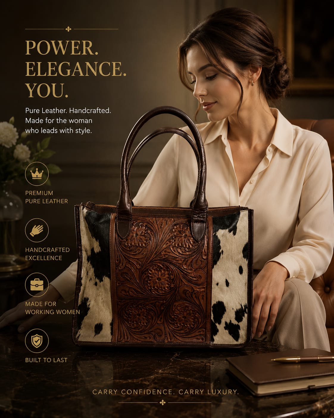 Luxury Handmade Leather Tote Bag | Vintage Everyday Carry Bag